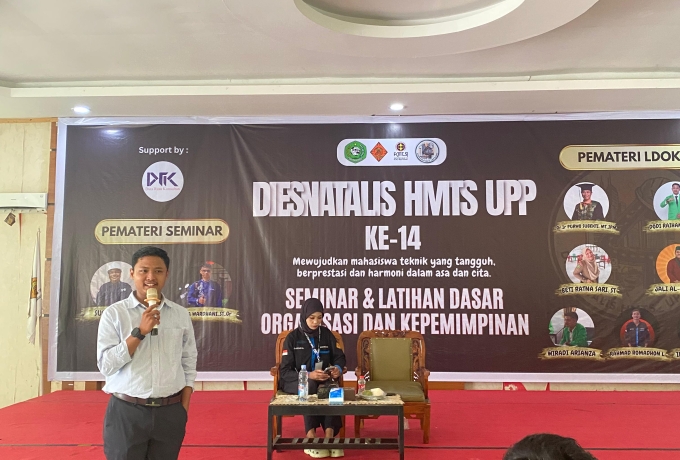 Presiden Mahasiswa UPP Jadi Pemateri LDOK Dies Natalis ke-14 HMTS, Dorong Mahasiswa Keluar dari Zona Nyaman