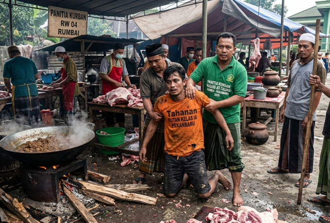 Kabur dari Rutan Pekanbaru, Tahanan Ditangkap Warga di Lokasi Masak Kurban