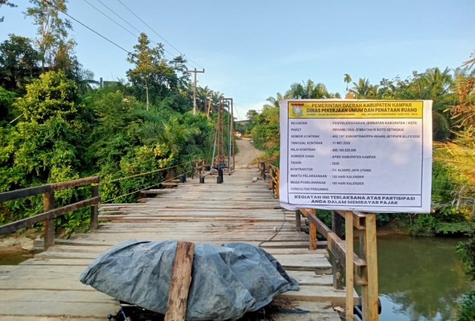 Tokoh Muda Sungai Sarik Minta Pemkab Kampar Tinjau Kondisi Jembatan yang Direhabilitasi