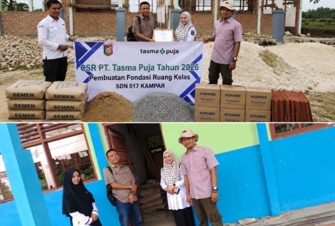 PT Tasma Puja Salurkan Bantuan Rehabilitasi Ruang Kelas SDN 017 Kampar