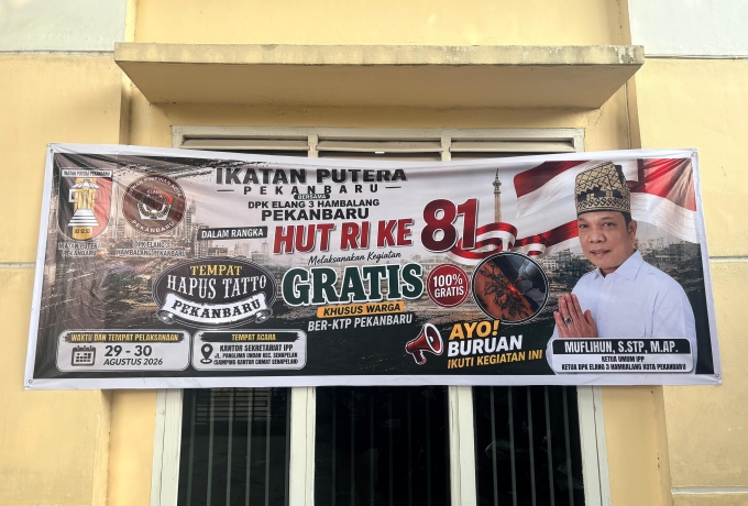 Warga Ber-KTP Pekanbaru Bisa Hapus Tato Gratis 29 dan 30 Agustus 2026